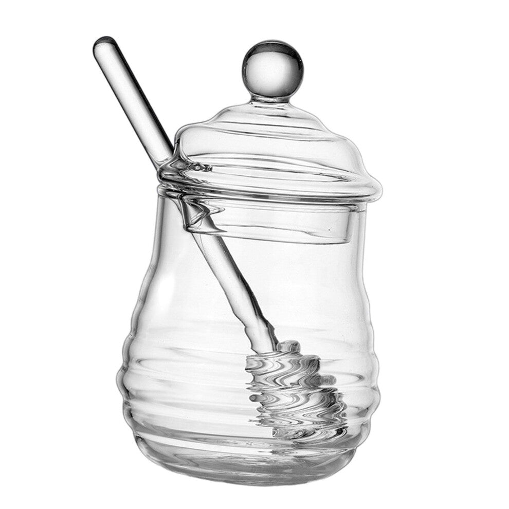 Honey Jar Honey Dispenser 280ml Glass Honey Pot Syrup Container for Weddings and Offices