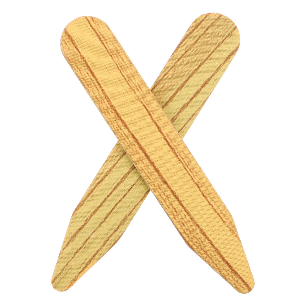1 Pair Plastic Collar Stays for Men Wood Grain Shirt