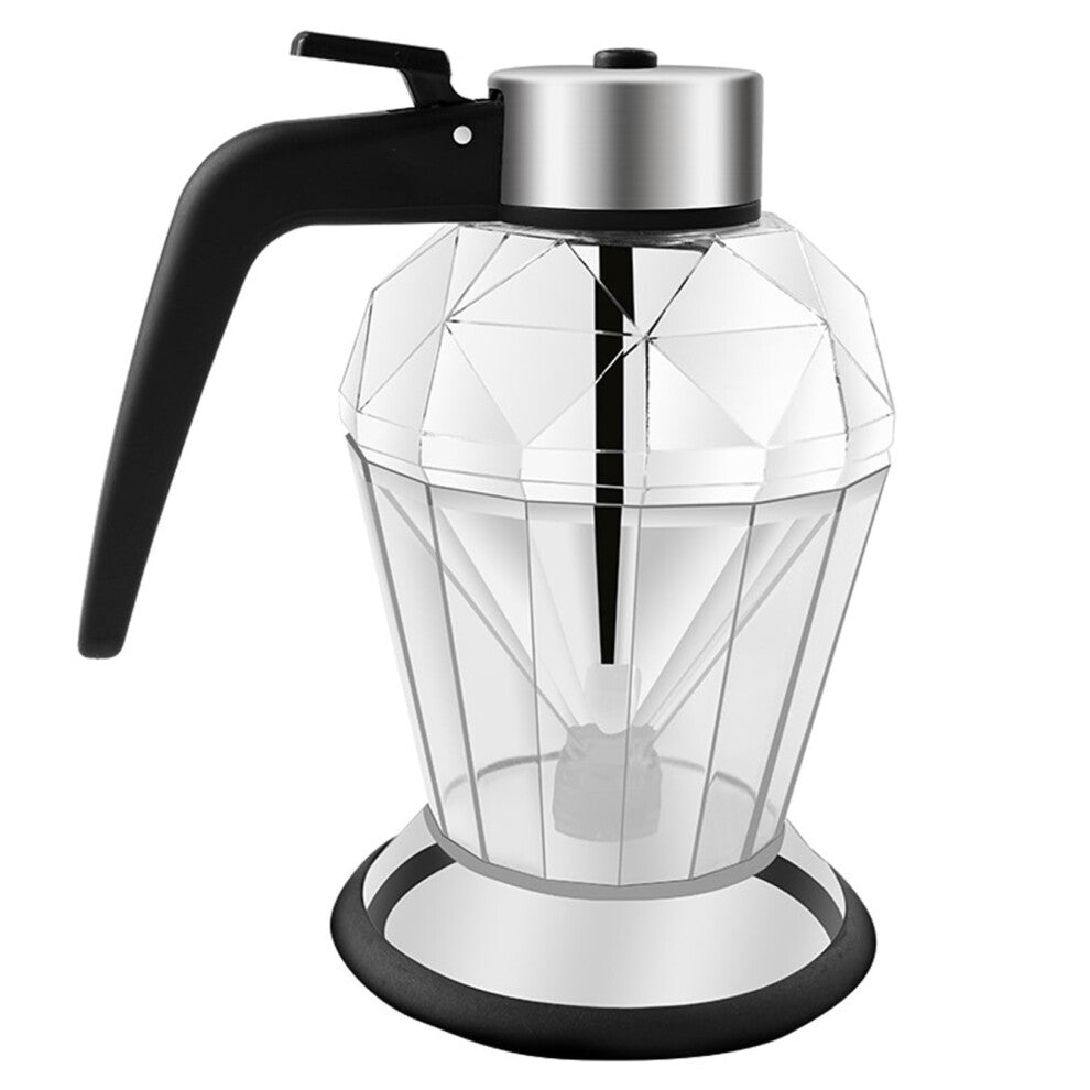 Honey Dispenser No Drip 200ml Glass Jar with Stand, Press-Type Syrup Dispenser Pot with Handle for Kitchen Use