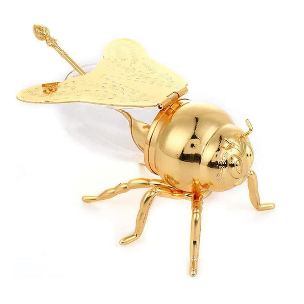 Metal Honey Containers with Dipper - Gold Decorative Honey Storage Jar for Kitchen and Home Use