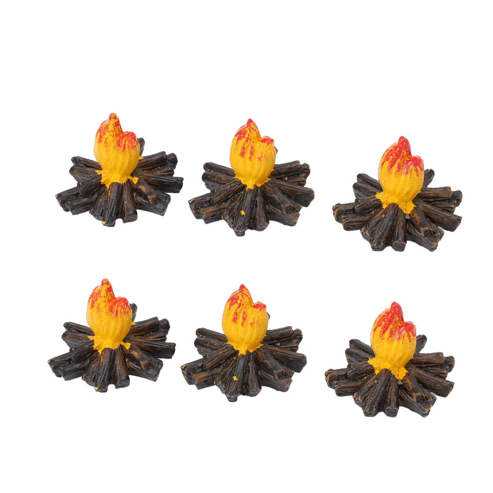 6PCS Resin Miniature Fire Decor for Dollhouse & Garden Scene