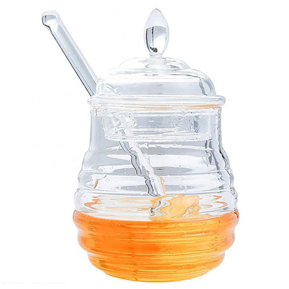 Glass Honey Jars with Dipper and Lid - Heat-Resistant Honey Pot for Kitchen Storage, 16 oz Clear Glass Syrup Dispenser