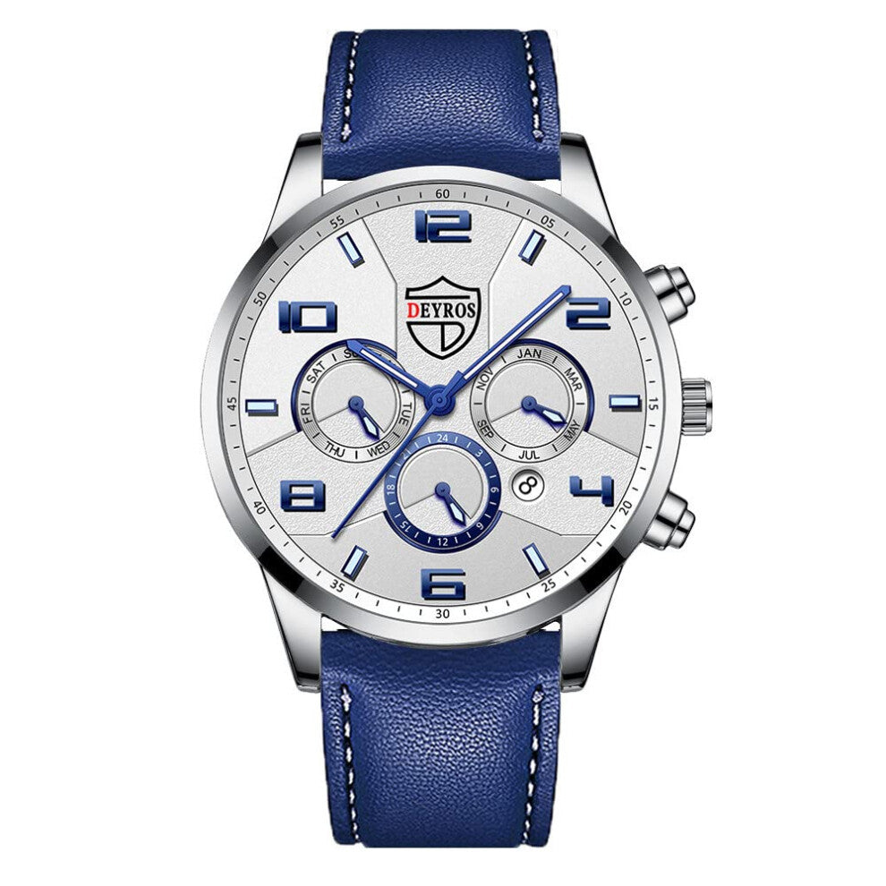 24 Hour Watches for Men Analog Quartz Wristwatch with Business Date Feature, Casual Style, One Size Fits All