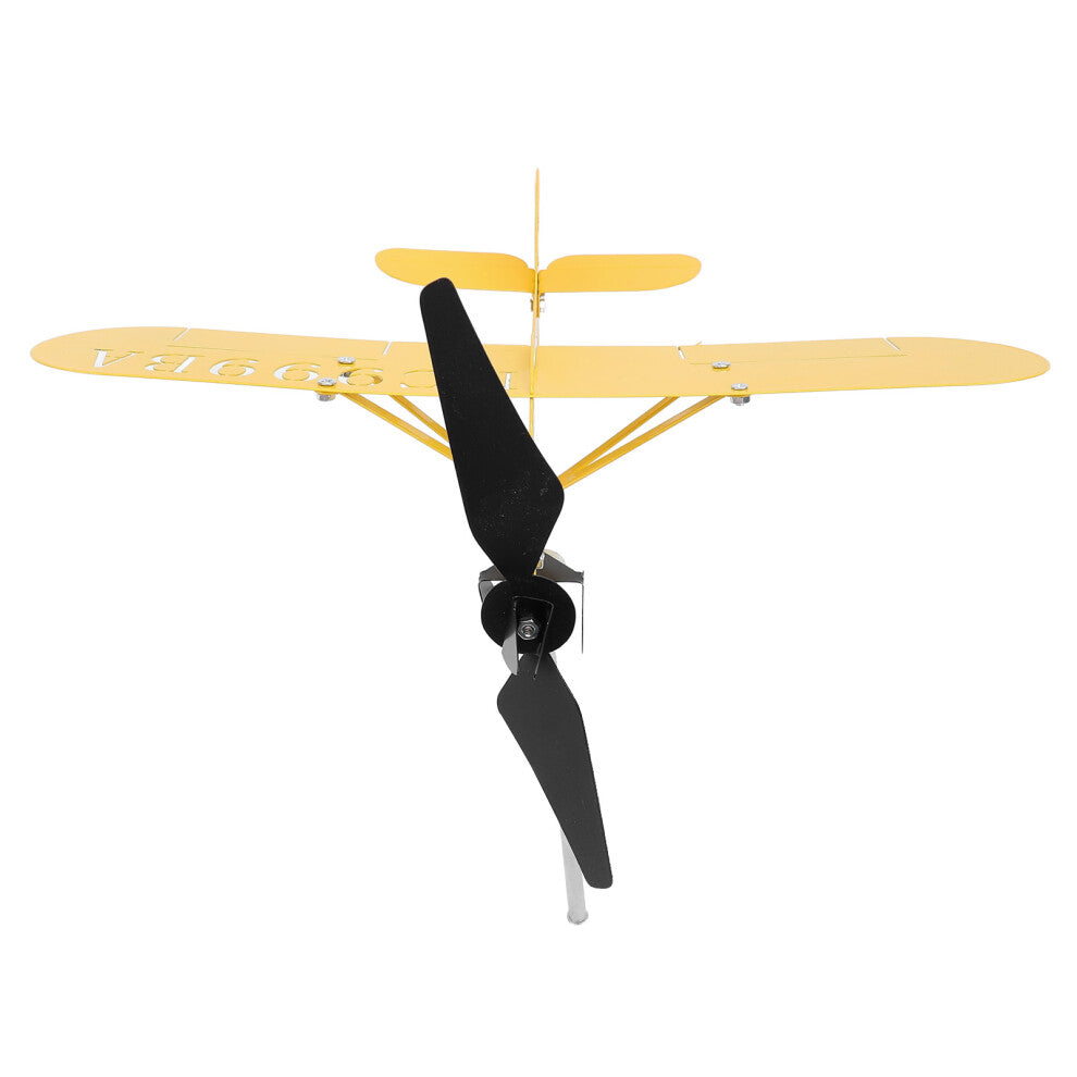 Rotating Metal Airplane Wind Spinner for Garden Yard Outdoor Decor Yellow
