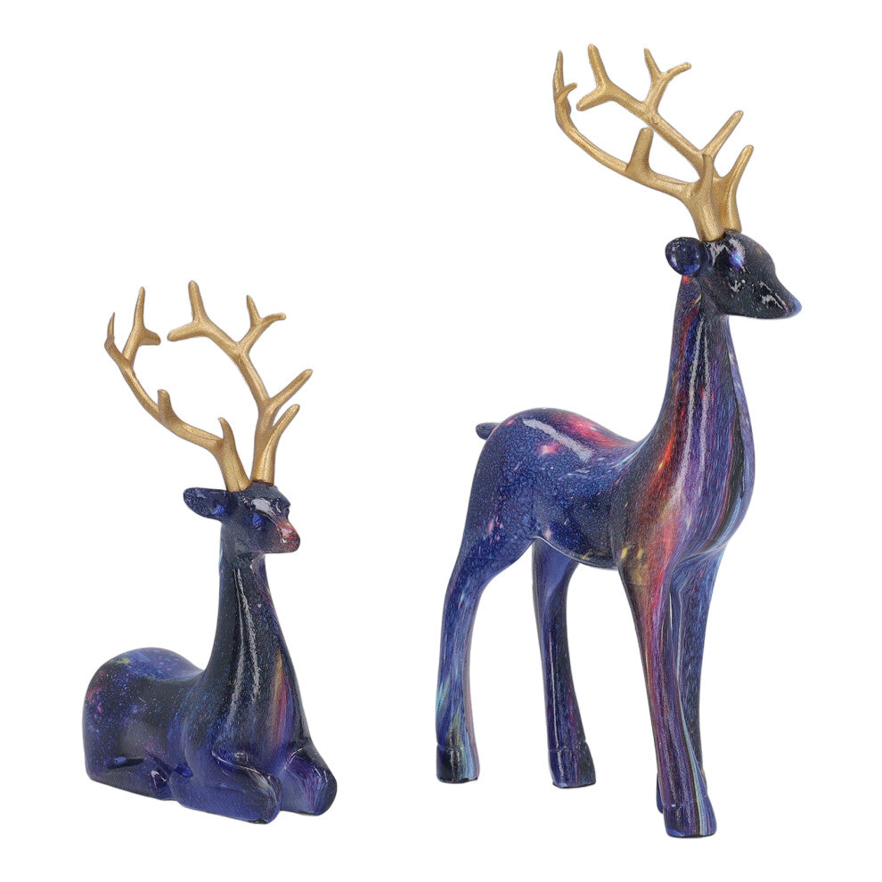 2pcs Realistic Resin Deer Figurines for Living Room & Office Decor BS8091