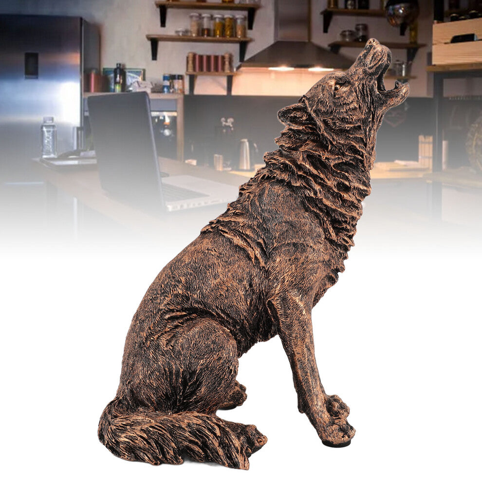 Resin Howling Wolf Statue Home Office Decor 15cm Figurine