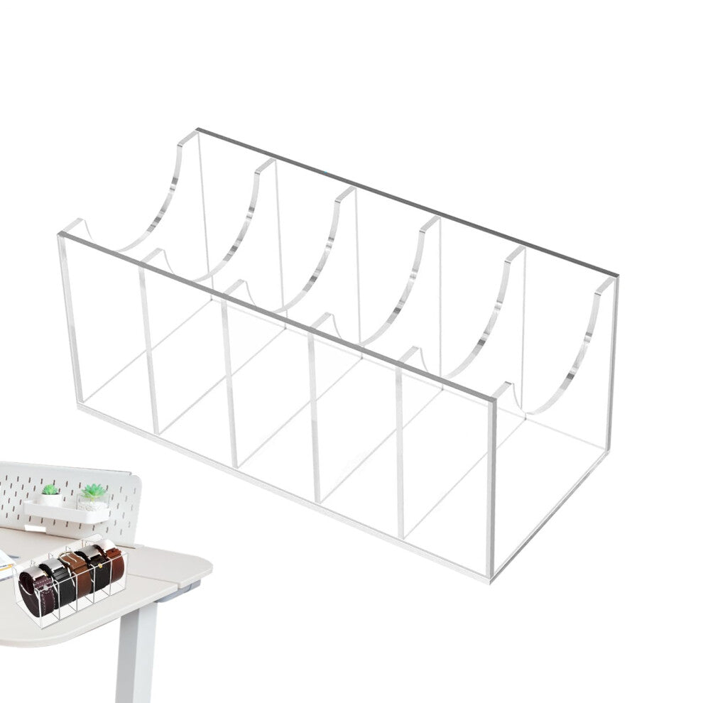 Acrylic Belt Organizer – Medium Clear Storage Box for Belts, Ties, Scarves | Transparent Closet Display Case with 5 Grids