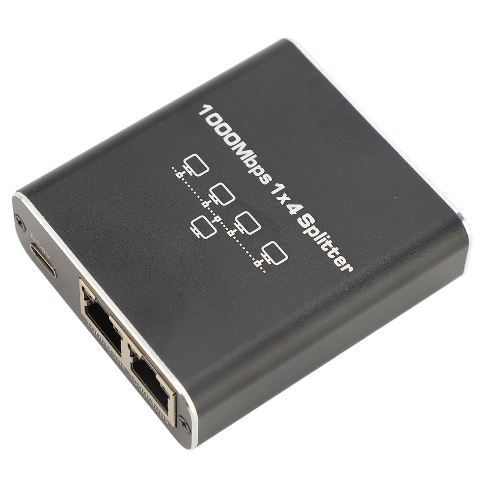 Ethernet Splitter 1 to 4 Gigabit RJ45 1000Mbps High-Speed Alloy