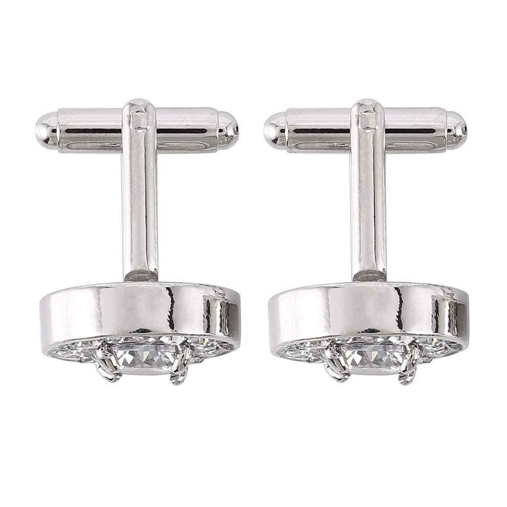 1 Pair Diamond Cufflinks Womens Mens Wedding Cufflinks Gift (White)