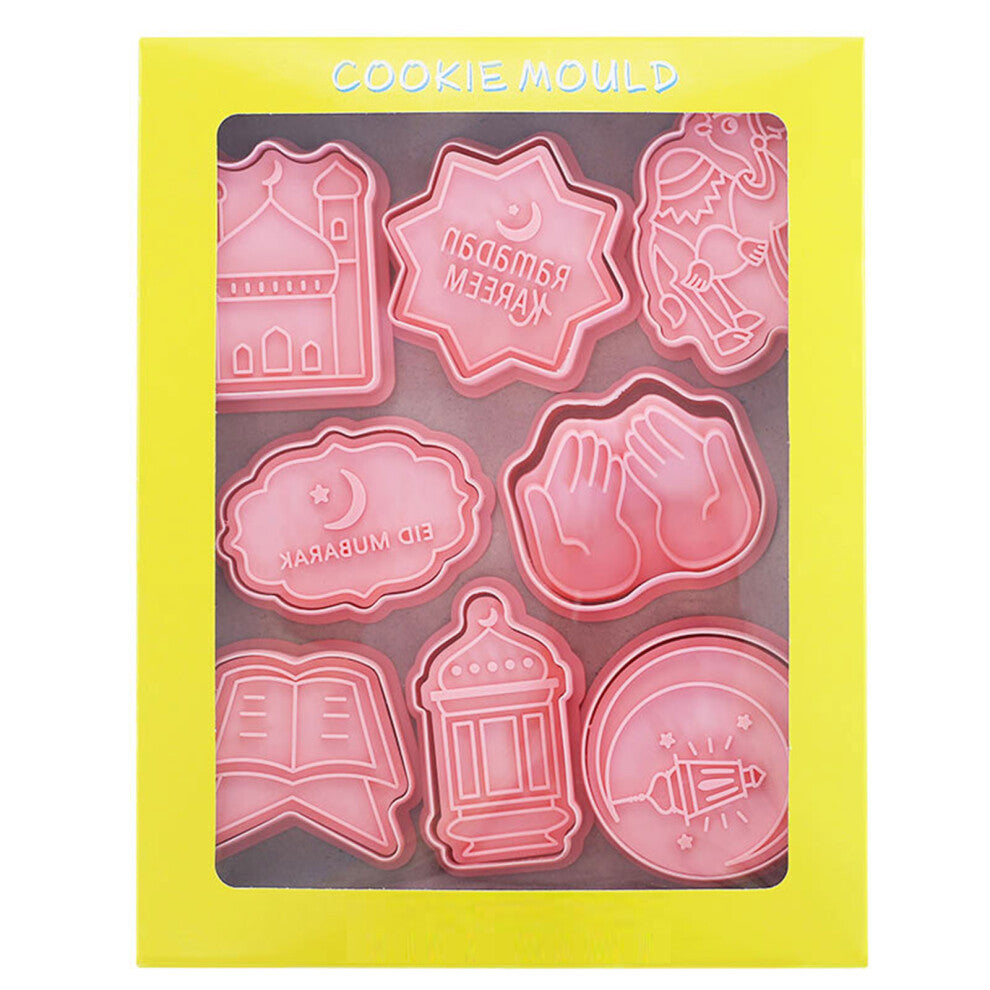 8pcs Eid Fondant Cookie Cutters Set Biscuits Stamp For Creative