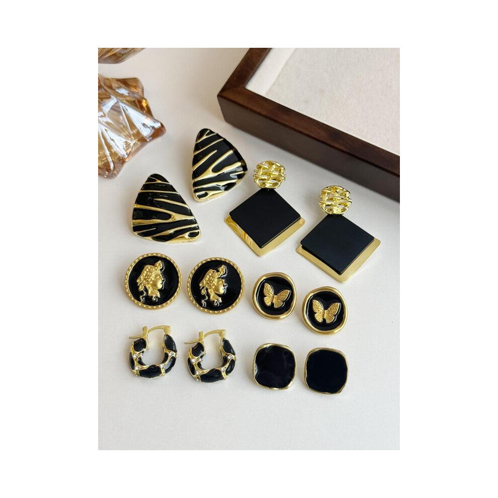 (Black, one size fits all) Vintage Elegant Earrings Set, Fashion Jewelry for Party, Daily Clothing Decor, Trendy All-match & Exquisite Jewelry for Bir