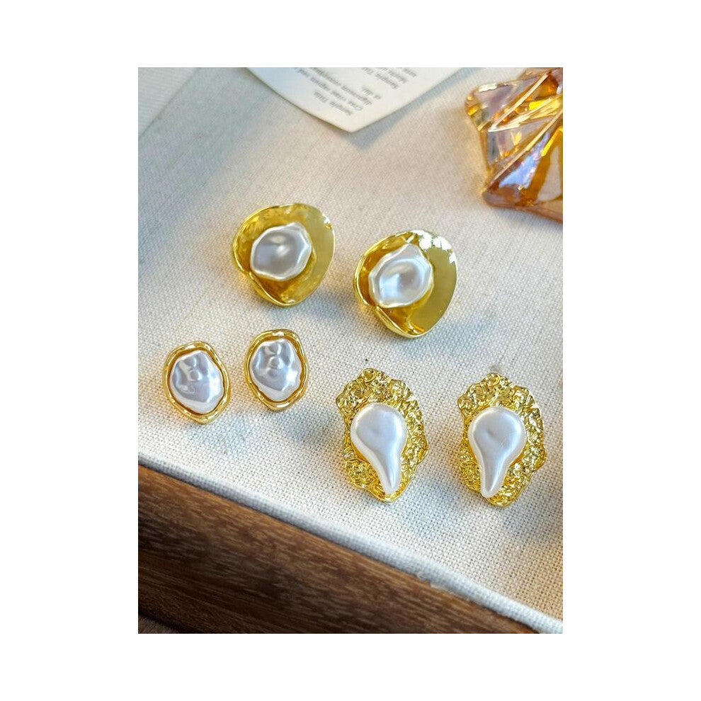 (Golden, one size fits all) Faux Pearl Decorated Earrings Set, Fashion Jewelry for Party, Daily Clothing Decor, Trendy All-match & Exquisite Jewelry f