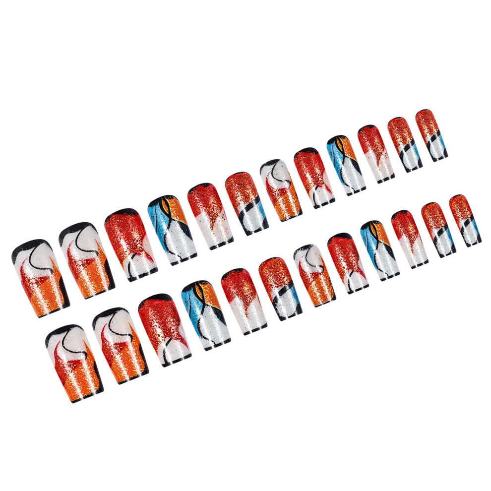 24 Pieces Elegant Glitters Stick on Nail Press On Nail for