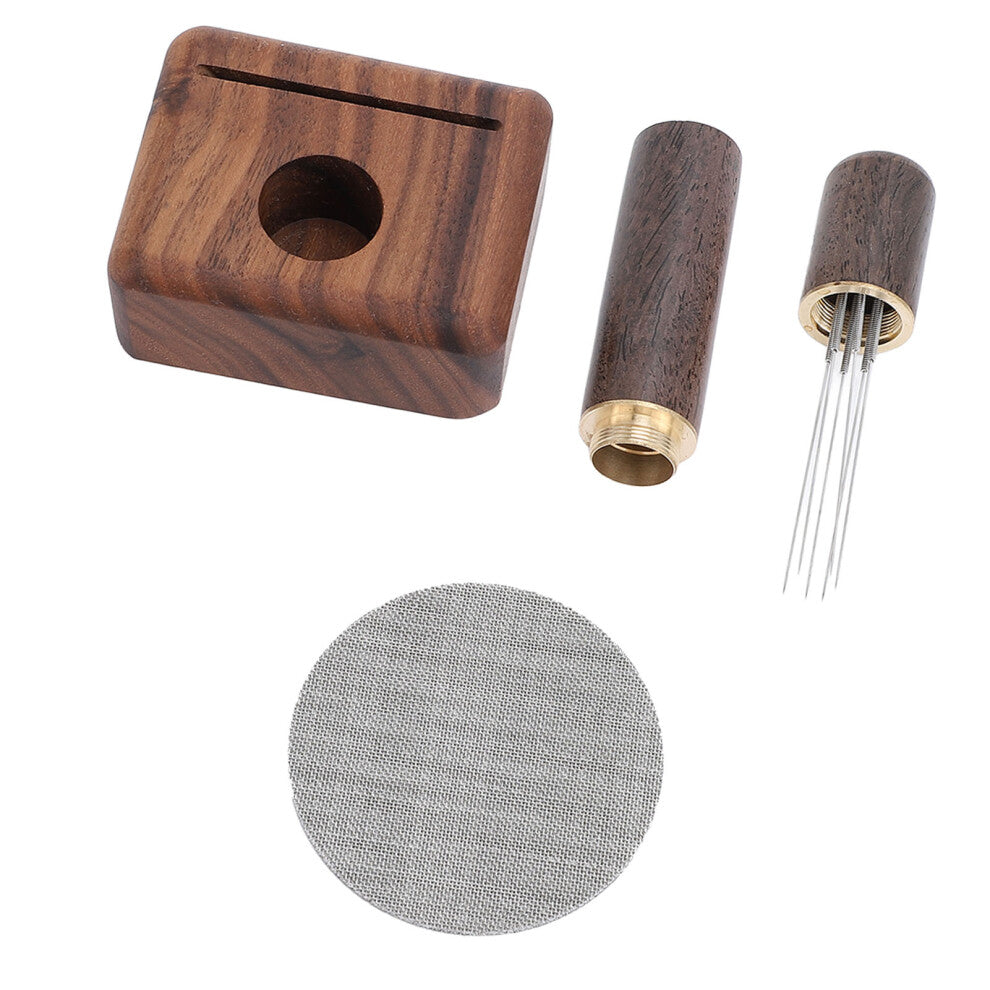 Heat-Resistant Coffee Distributor Tool Set 51mm 316 Stainless Steel & Walnut