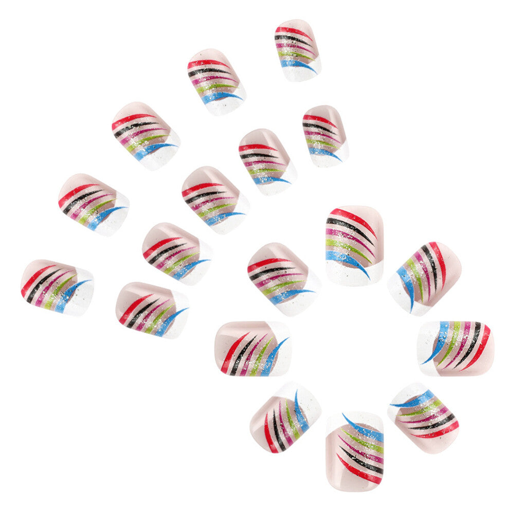 Square Press on Nail Glitters Fake Nail Stick on Nail in 12