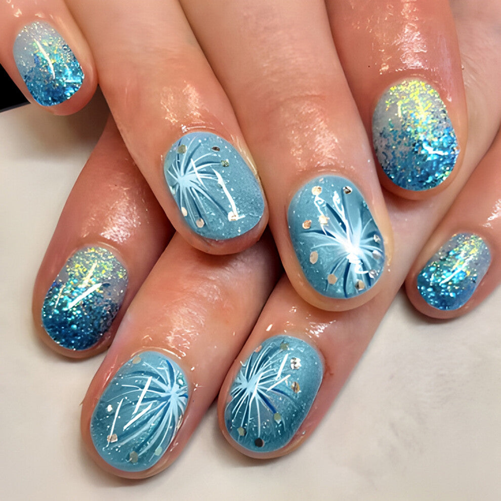 Square Press on Nail Glitters Fake Nail Stick on Nail in 12