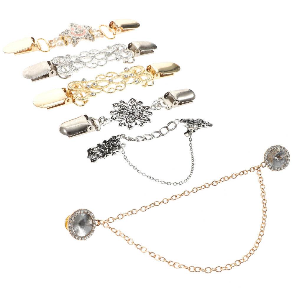 6 Pcs Sweater Clip 'S Cardigan Collar Holders Clothing Clips