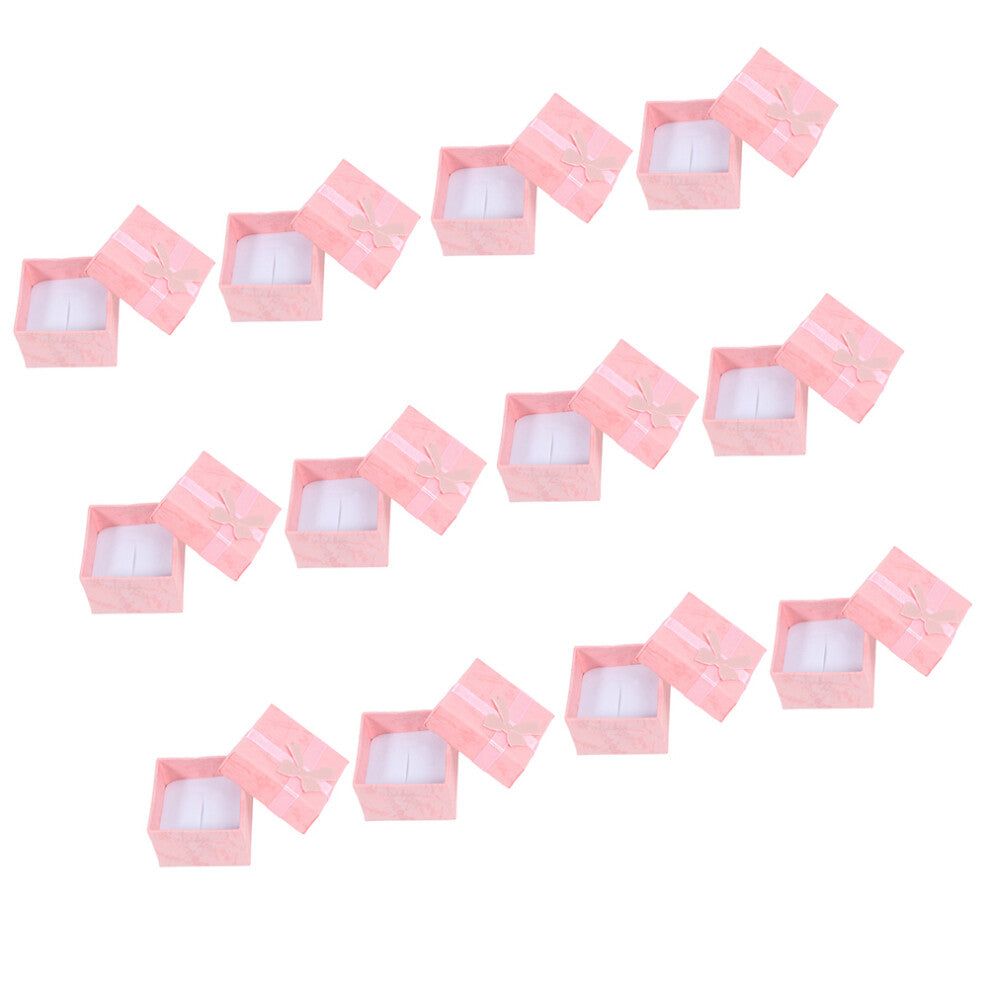 12pcs Pink Paper Jewelry Storage Box 4x4cm For Accessories