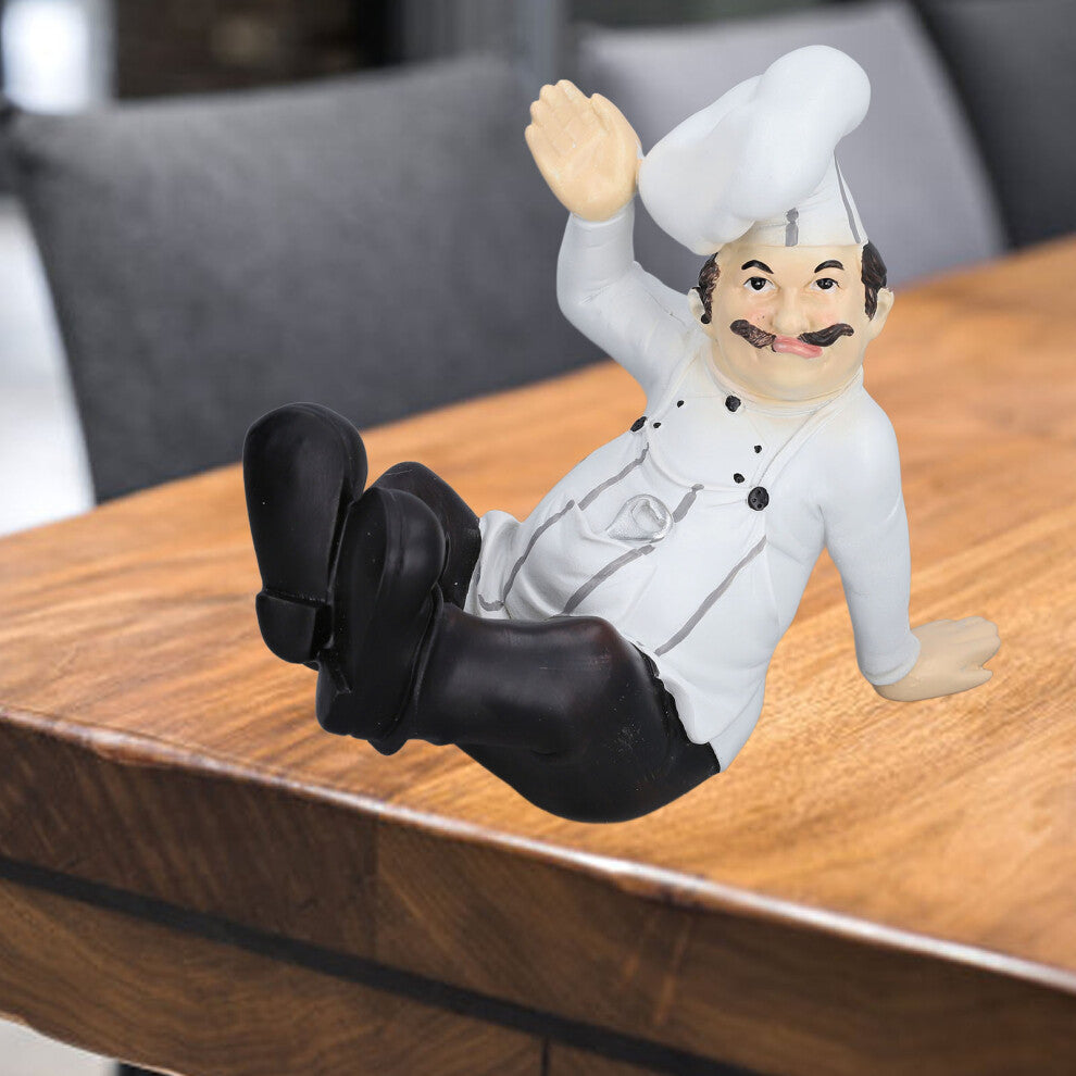 Cartoon Chef Resin Figurine 25x21x15.5cm Kitchen Tabletop Decor