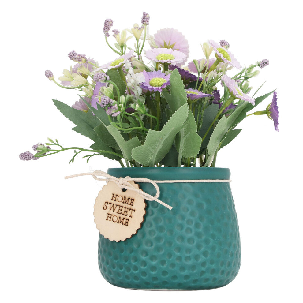 Mini Faux Daisy Plant in Purple Vase, 20x17x9cm Indoor Decor