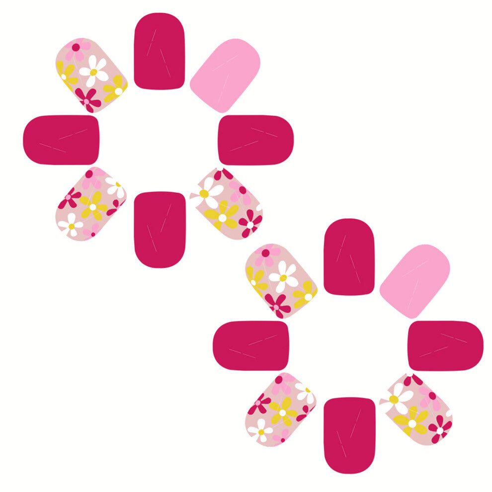 Glossy Full Cover Artificial Nail With Elegant Flower Details