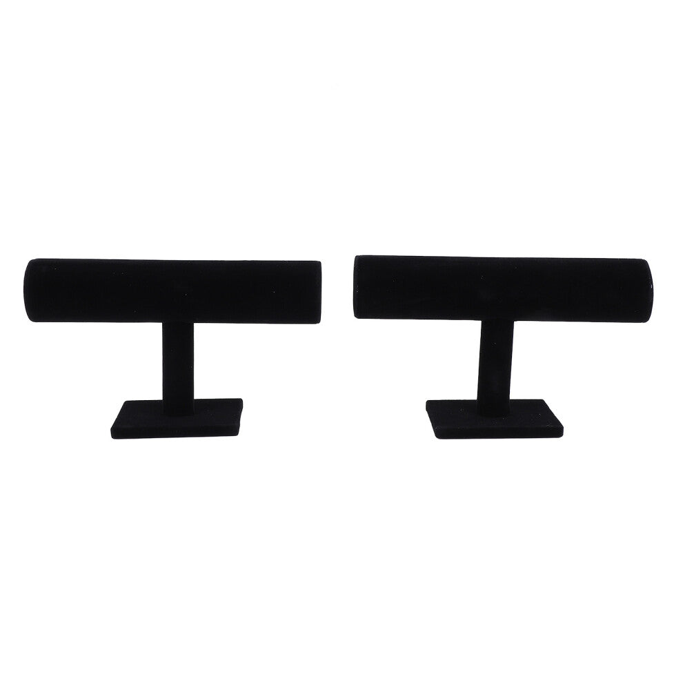 Black Velvet T-Shaped Jewelry Holders for Elegant Bracelet Display 2-Pack