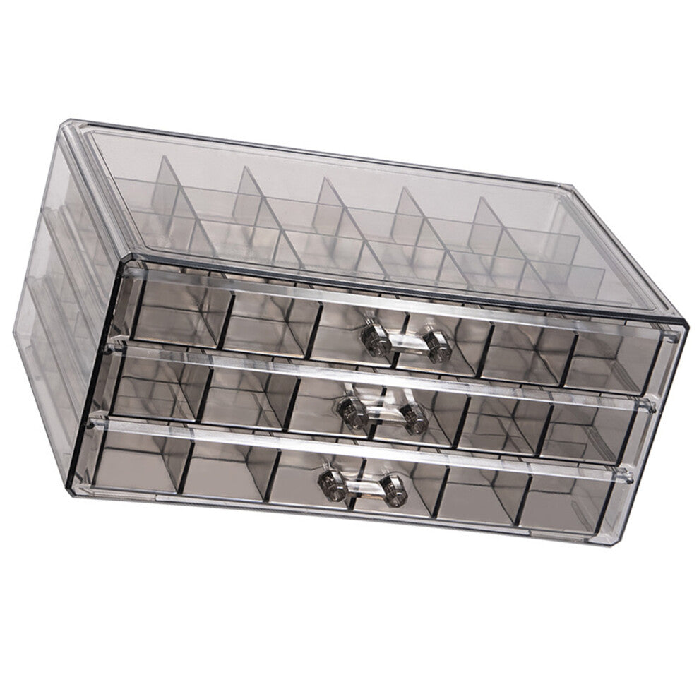 3-Tier Transparent Jewelry Storage Box with Multi Compartments for Accessories