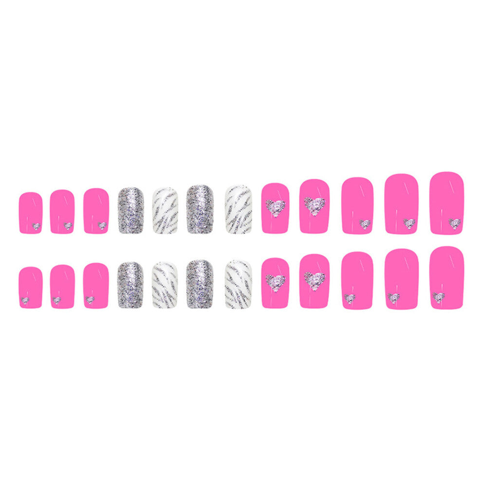 24 Pieces Valentine's Day Themed Silver Glittering Heart False