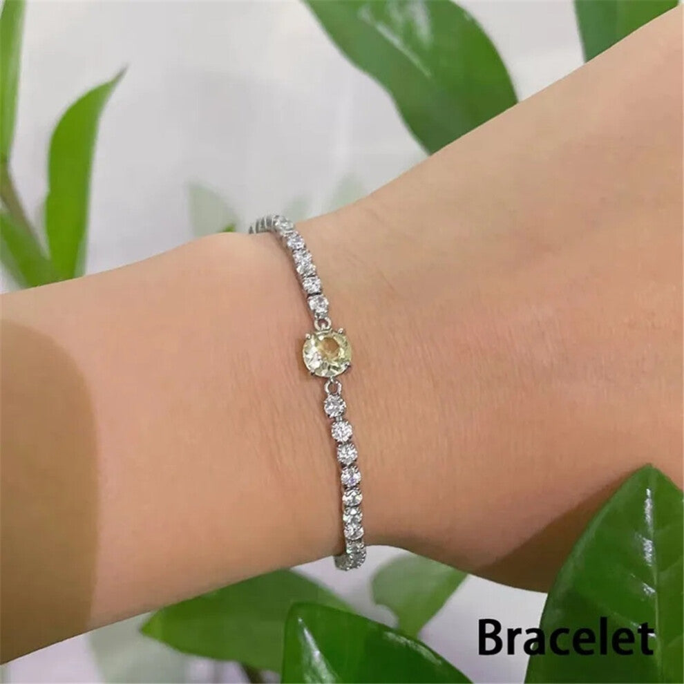 (B-7) Charm 2025 New Trendy Crystal Fine Jewelry Sets for Women Luxury Tennis Necklace Earrings Bracelet Ring Party Accessories