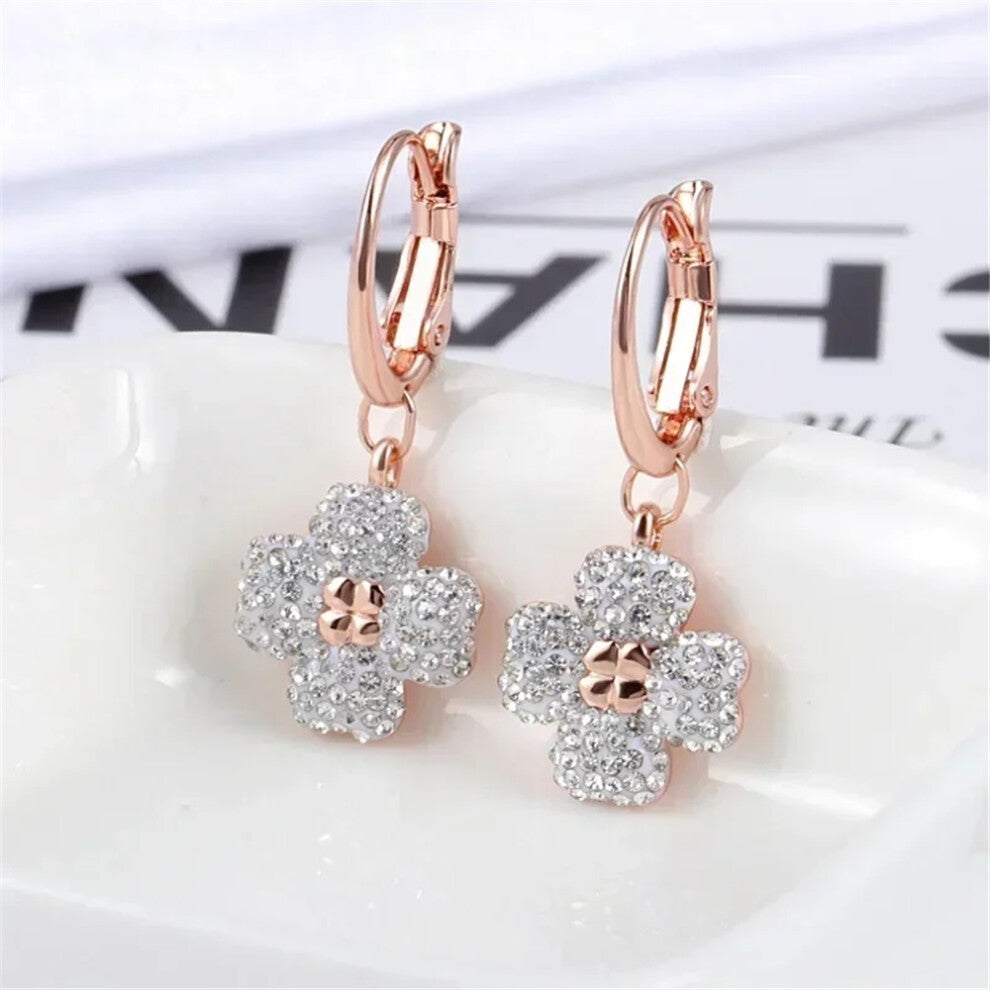 (Brown) Original 2025 Clover Necklace Fine Jewelry Sets for Women Charms Clover Necklace Earring Flowers Ring Bracelet Party Accessories