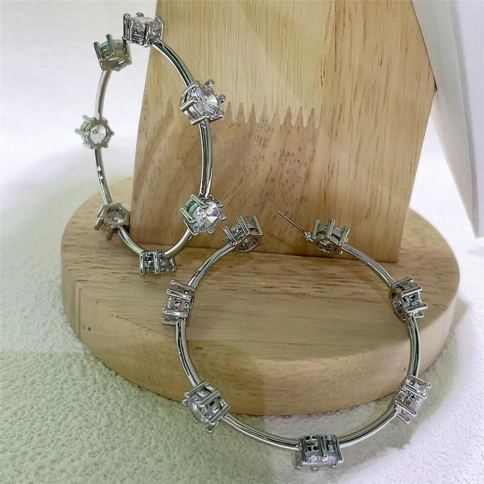 (Beige) 2025 New Charms Fine Jewelry Sets for Women Stainless Steel Geometric Luxury Golden Crystal Charms Women Party Accessories