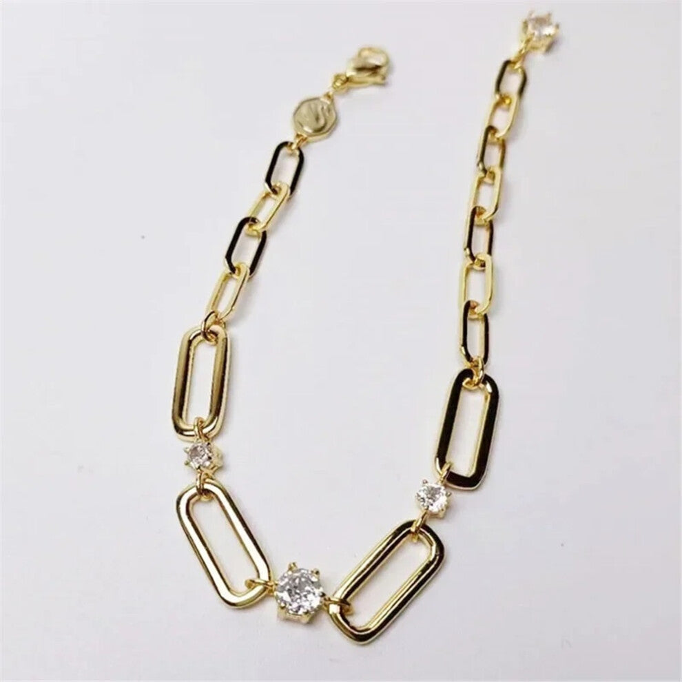 (Bracelets2) 2025 New Charms Fine Jewelry Sets for Women Stainless Steel Geometric Luxury Golden Crystal Charms Women Party Accessories