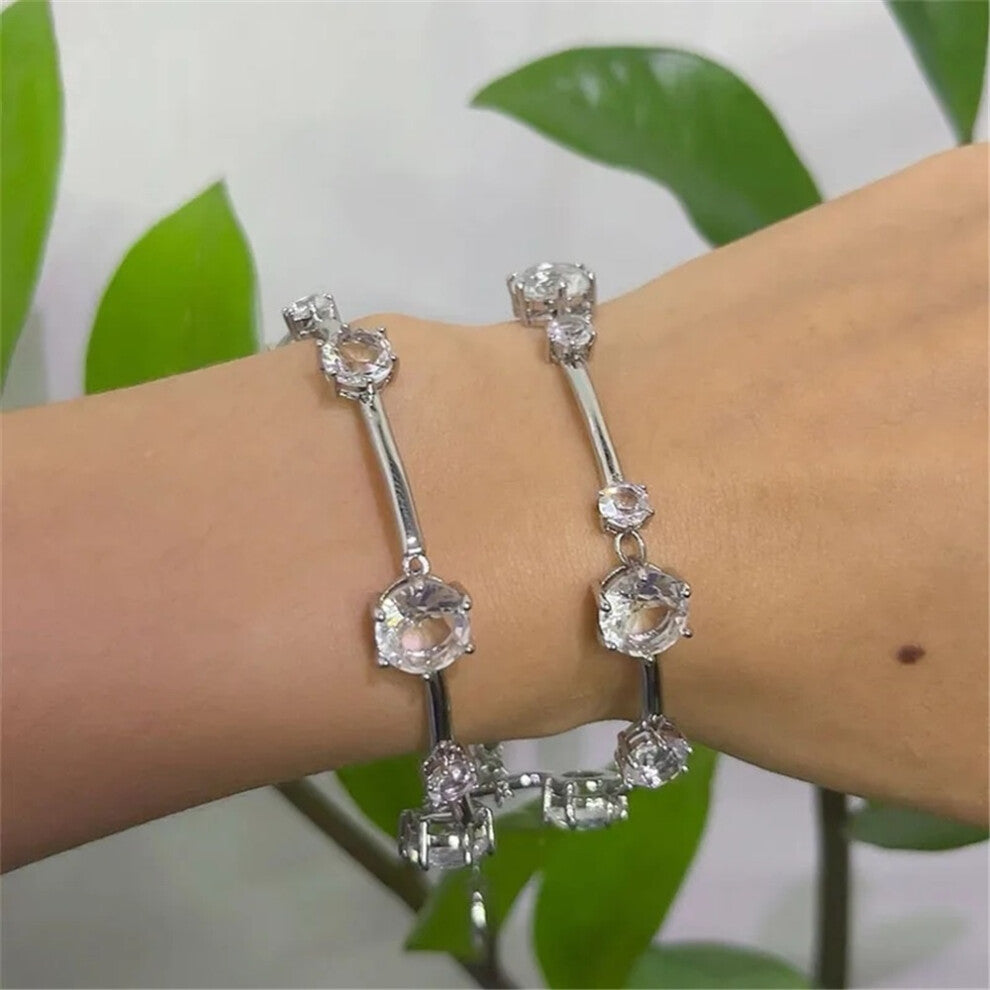 (Bracelets3) 2025 New Charms Fine Jewelry Sets for Women Stainless Steel Geometric Luxury Golden Crystal Charms Women Party Accessories