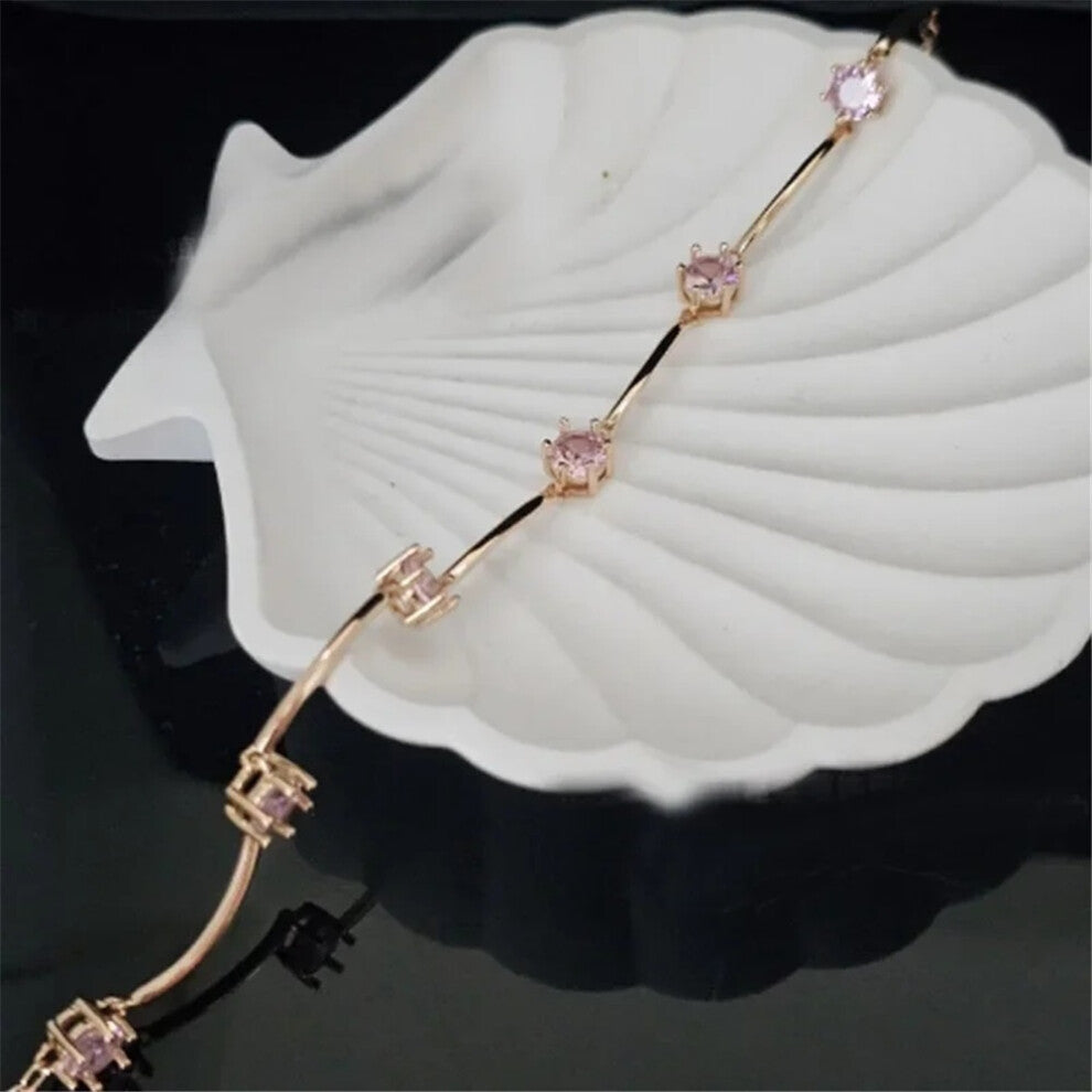 (Fuchsia) 2025 New Charms Fine Jewelry Sets for Women Stainless Steel Geometric Luxury Golden Crystal Charms Women Party Accessories