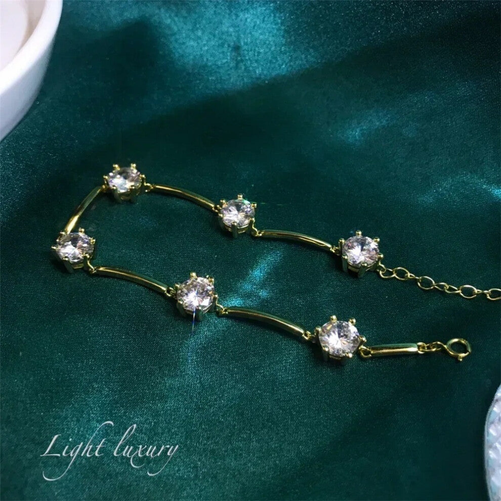 (Golden1) 2025 New Charms Fine Jewelry Sets for Women Stainless Steel Geometric Luxury Golden Crystal Charms Women Party Accessories