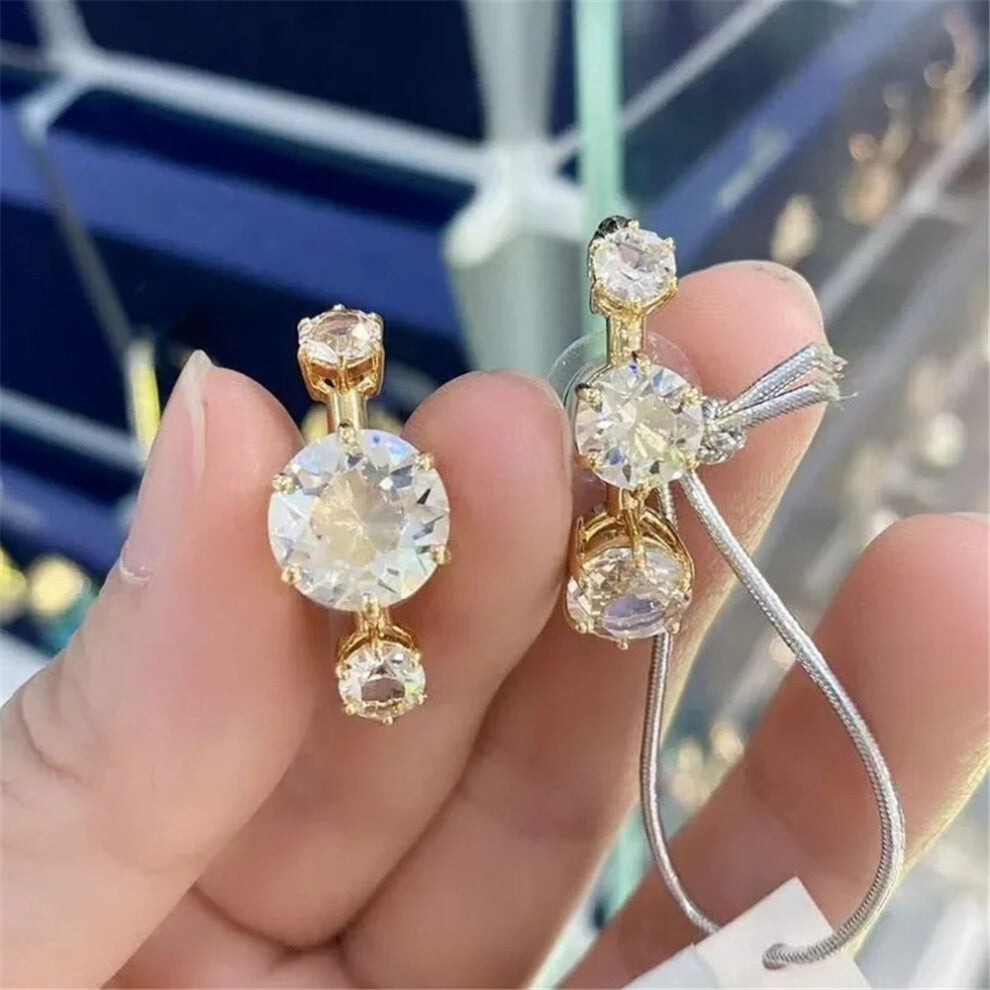 (Golden2) 2025 New Charms Fine Jewelry Sets for Women Stainless Steel Geometric Luxury Golden Crystal Charms Women Party Accessories