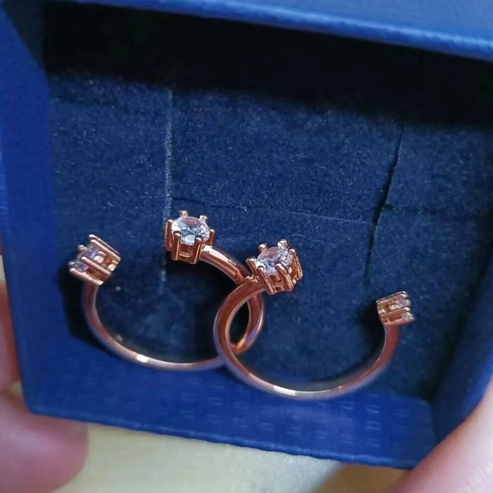 (Open Ring) 2025 New Charms Fine Jewelry Sets for Women Stainless Steel Geometric Luxury Golden Crystal Charms Women Party Accessories