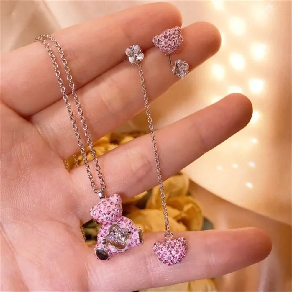 (GOLD) Original 2025 Trendy Fine Jewelry Set for Women Charms Little Bear Necklace Earring Bracelet Party Accessories Romantic Gifts