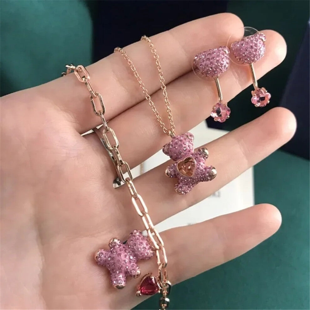 (Set1) Original 2025 Trendy Fine Jewelry Set for Women Charms Little Bear Necklace Earring Bracelet Party Accessories Romantic Gifts