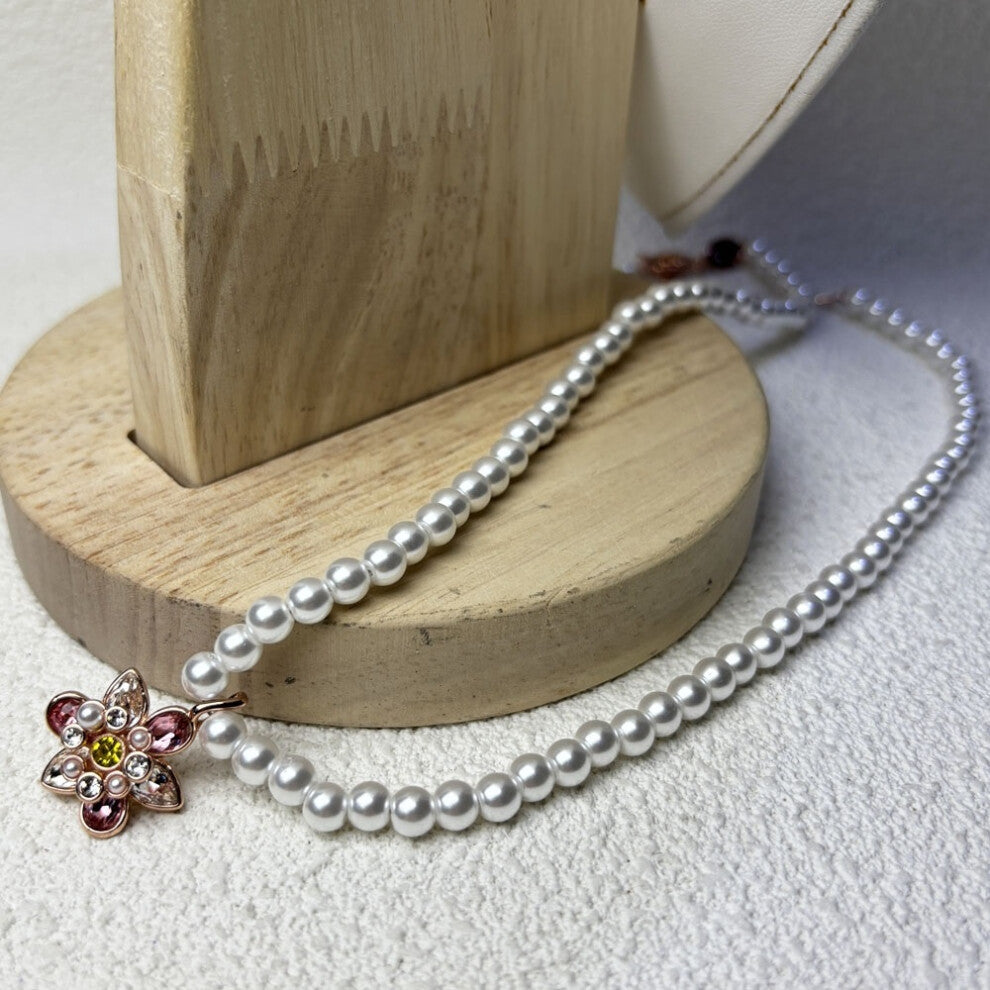 (Necklace3) Original 2025 New Fine Jewelry Set Charms Pink Flowers Earrings Necklace Bracelet Rings for Women Romantic Accessories