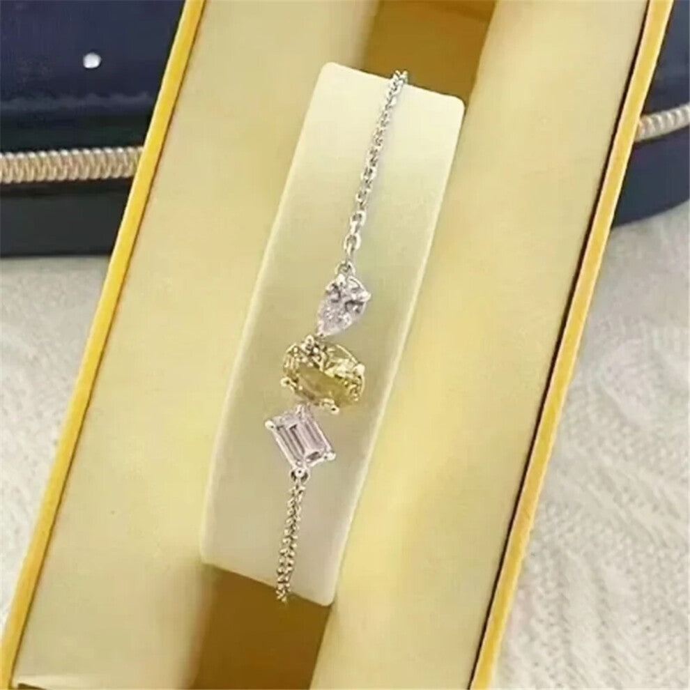 (Bracelet8) Original 2025 Trendy White Crystal Fine Jewelry Set for Women Water Drop Necklace Earring Bracelet Party Accessories Jewelry