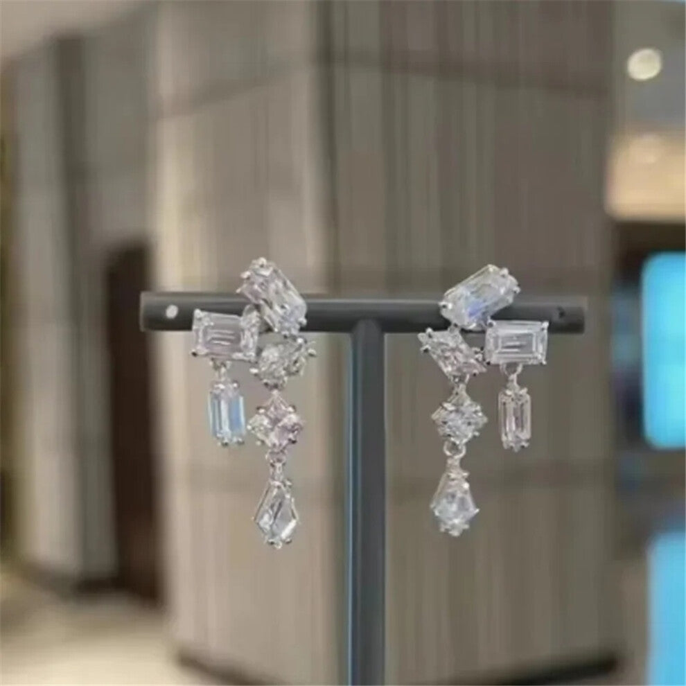 (Earring2) Original 2025 Trendy White Crystal Fine Jewelry Set for Women Water Drop Necklace Earring Bracelet Party Accessories Jewelry