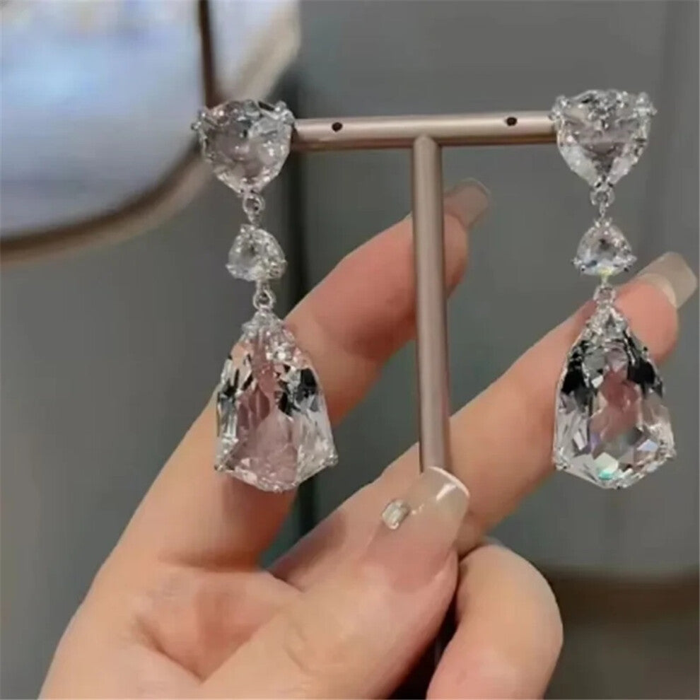 (Earring4) Original 2025 Trendy White Crystal Fine Jewelry Set for Women Water Drop Necklace Earring Bracelet Party Accessories Jewelry