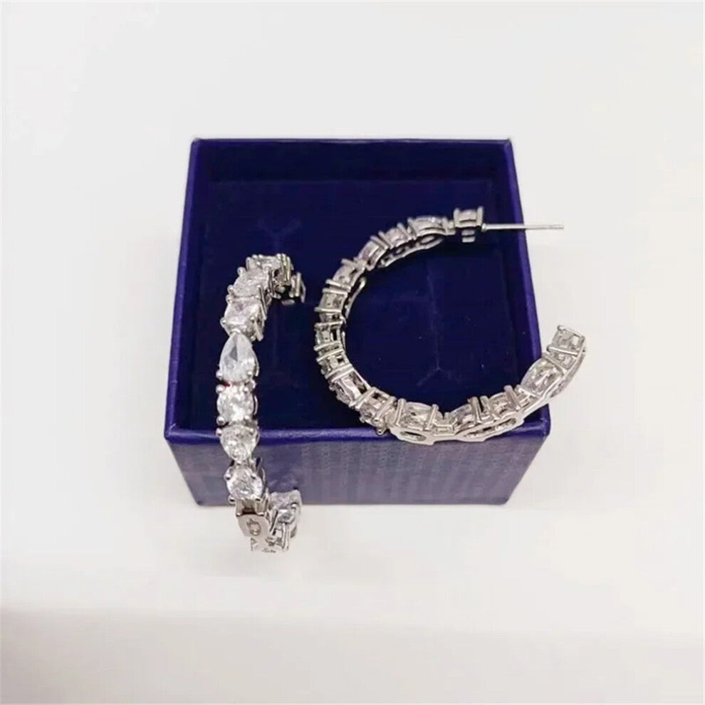 (Earring6) Original 2025 Trendy White Crystal Fine Jewelry Set for Women Water Drop Necklace Earring Bracelet Party Accessories Jewelry