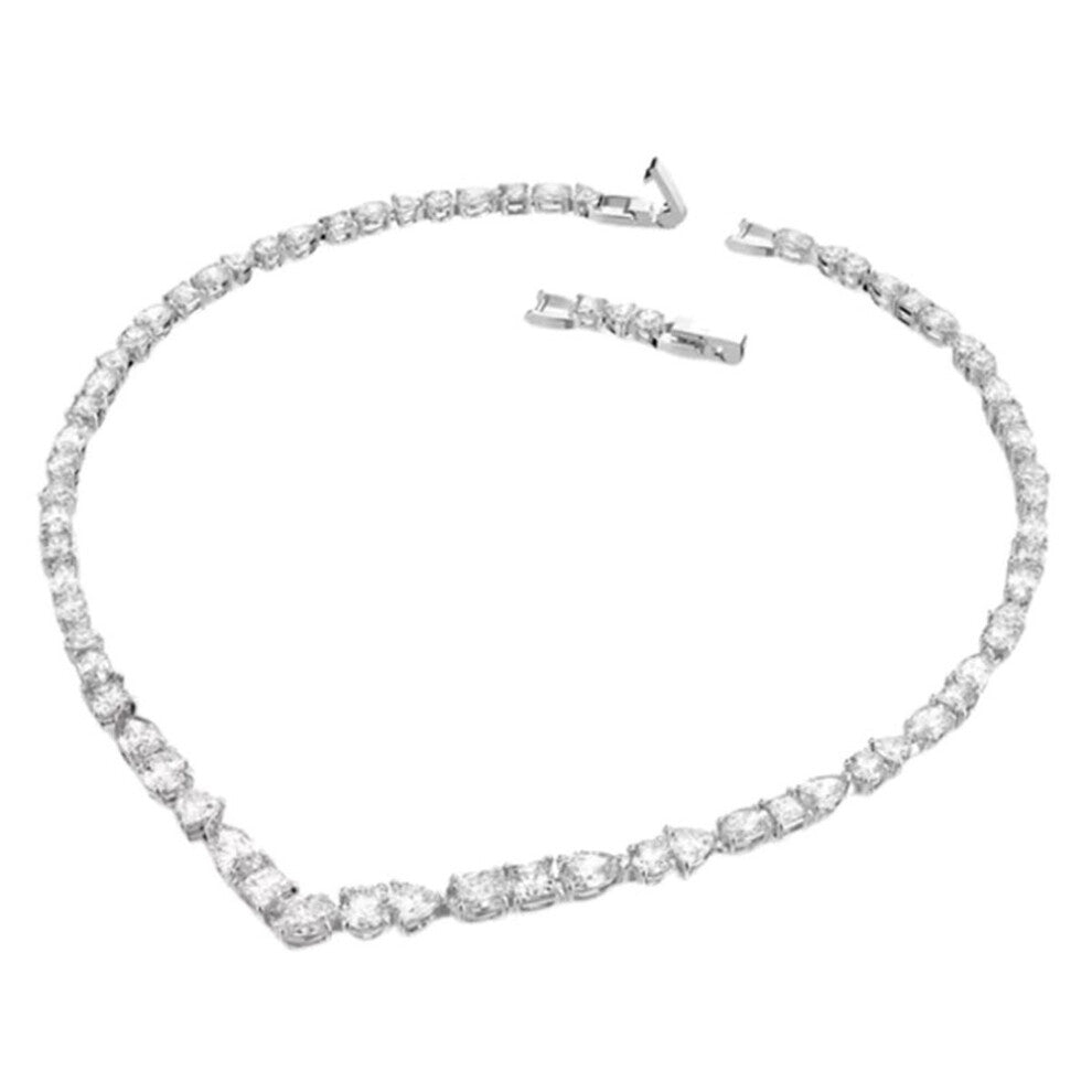 (Necklace5) Original 2025 Trendy White Crystal Fine Jewelry Set for Women Water Drop Necklace Earring Bracelet Party Accessories Jewelry