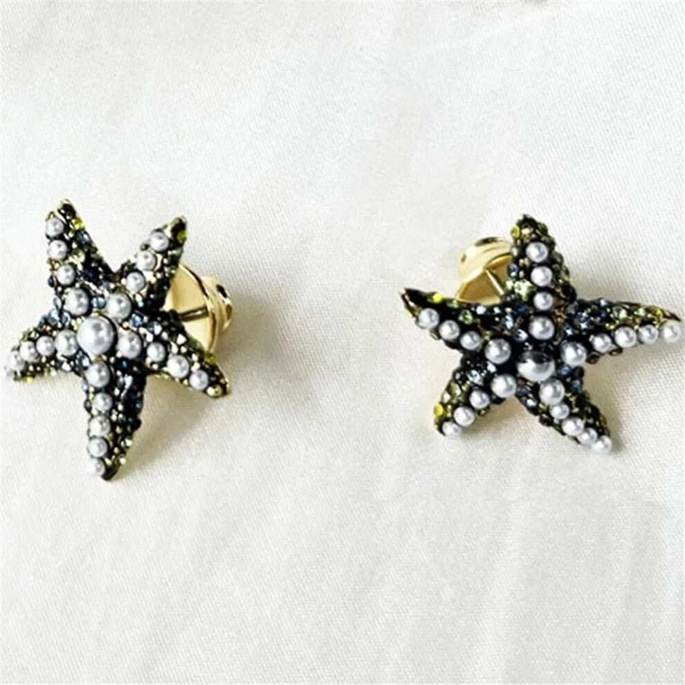 (green) 2025 Star Necklace Fashion Fine Jewelry Set for Women Luxury Charms Starfish Necklace Pearl Earring Ring Shell Bracelet Jewelry