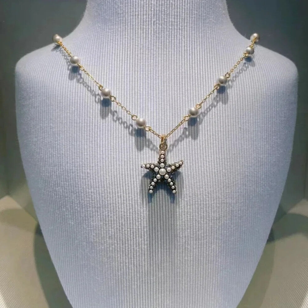 (Necklace4) 2025 Star Necklace Fashion Fine Jewelry Set for Women Luxury Charms Starfish Necklace Pearl Earring Ring Shell Bracelet Jewelry