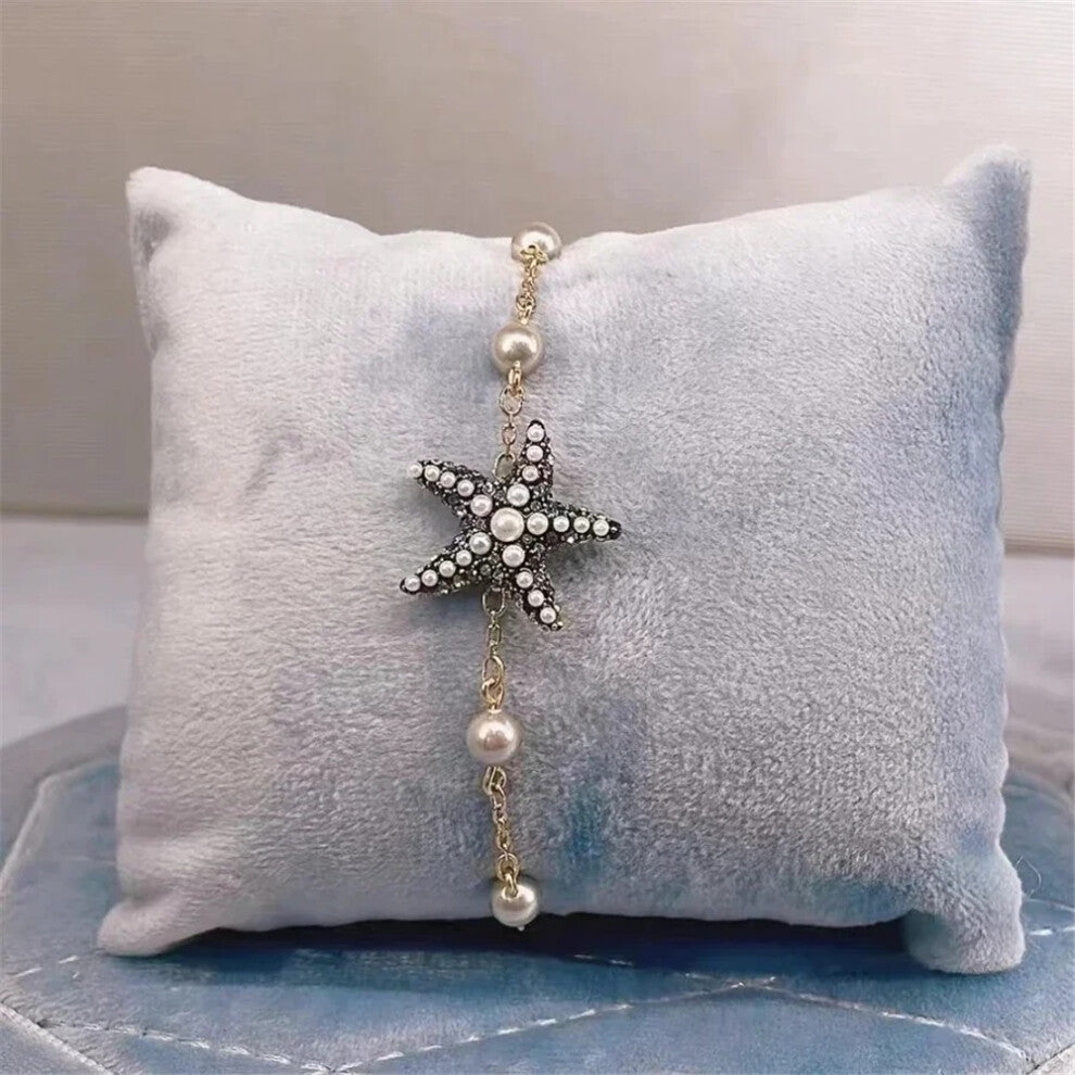 (WHITE) 2025 Star Necklace Fashion Fine Jewelry Set for Women Luxury Charms Starfish Necklace Pearl Earring Ring Shell Bracelet Jewelry