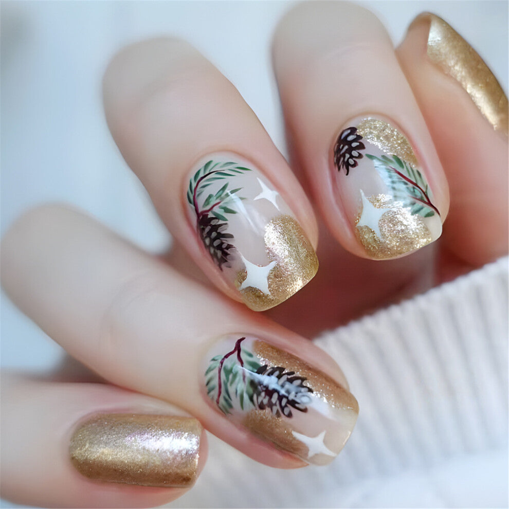 Glittering Press On Nail Full Cover Stick on Nail Christmas