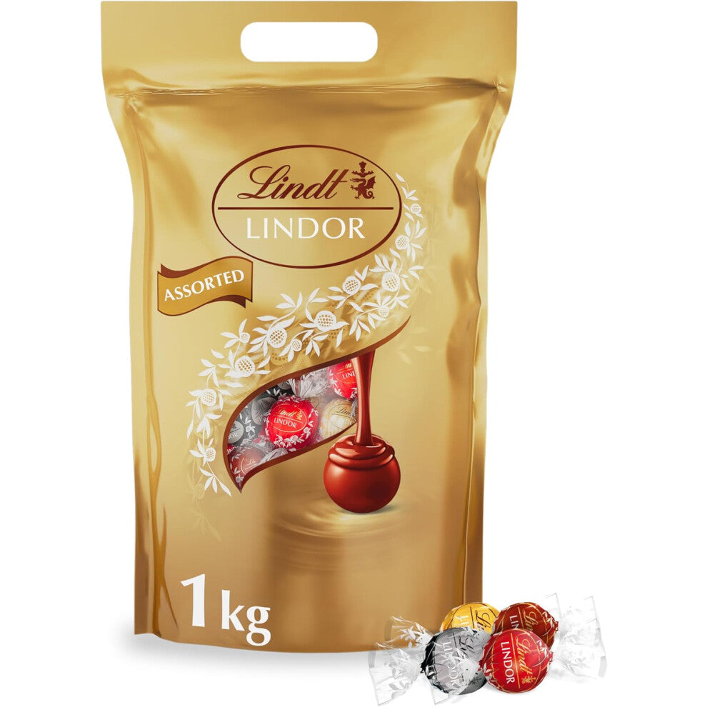 Lindt Lindor Assorted Chocolate Truffles 1kg Bag  (Approx. 80 Balls)  Smooth Filling  Give joy to your loved Once Anytime Any Occasion, Sharing Treat